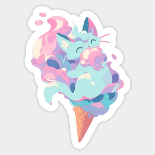 Ice cream cat blue colour Sticker